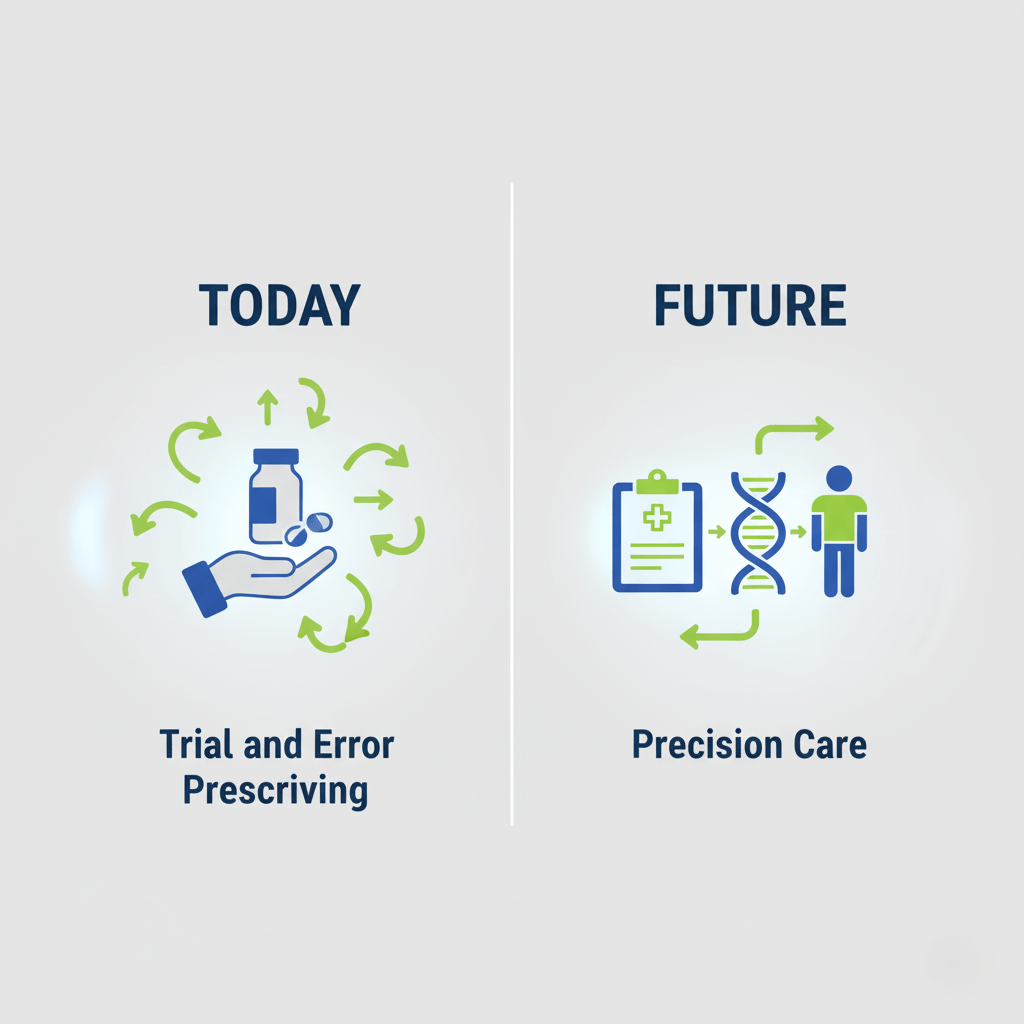 Comparison of current trial-and-error prescribing versus future precision care